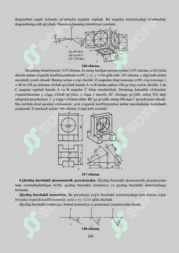 Detalning chorak qirqim bilan aksonometrik proeksiyasini qurish 6