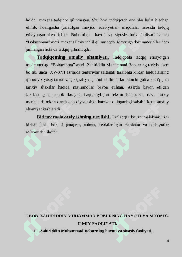 ZAHIRIDDIN MUHAMMAD BOBURNING HAYOTI VA IJODIY MEROSI 8