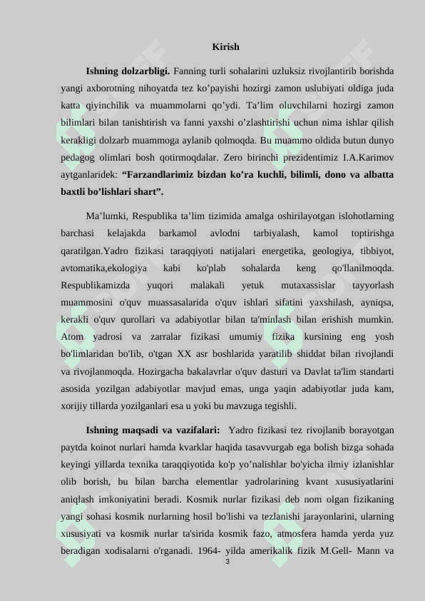 Koinot nurlari va kvarklar 3