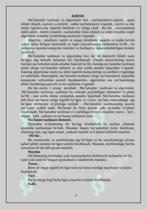Turli xil saralash algoritmlarini ish jarayonlaridagi farqlarini aniqlash va taqqoslash 4