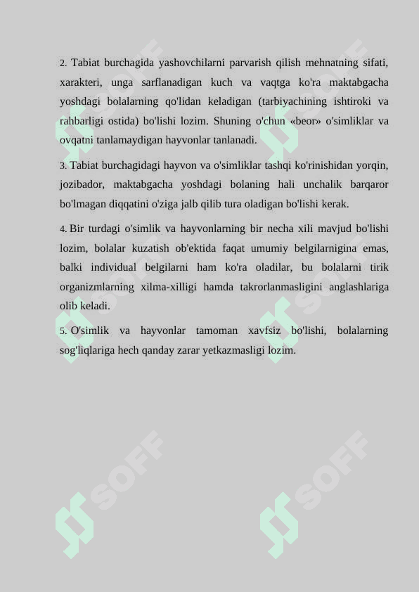 Katta yosh guruh tabiat burchagi va uning mohiyati. 2