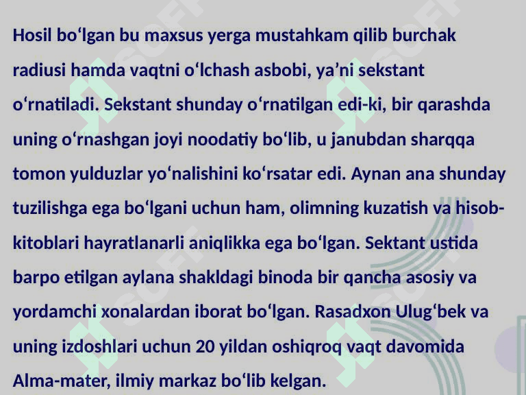 Mirzo Ulug'bekning ilm-ma'rifat yo'lidagi hissasi 6