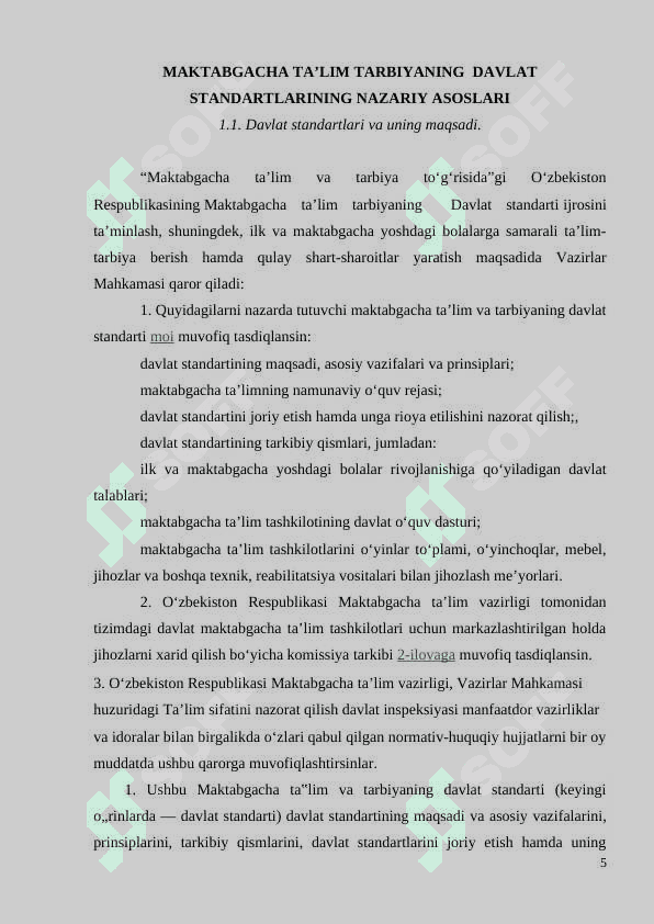Maktabgacha taʼlim tarbiyaning Davlat standarti 5