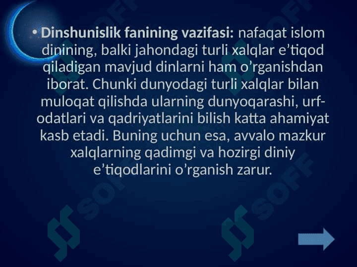 Dinshunoslik faniga kirish 3