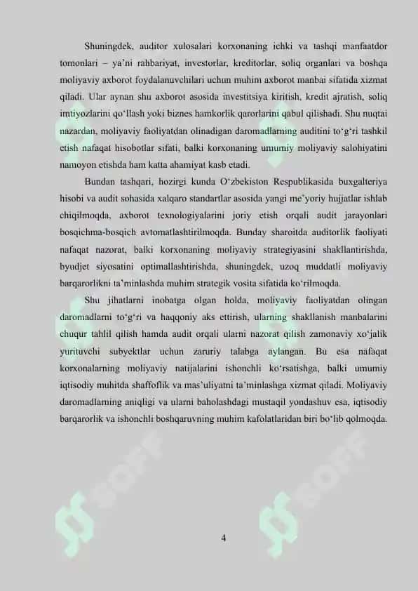 Moliyaviy faoliyat bo'yicha olingan daromadlar auditi va ularning tahlil 3