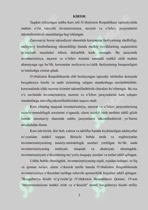 Mulk va majburiyatlar inventarizatsiyasi va tahlili 2