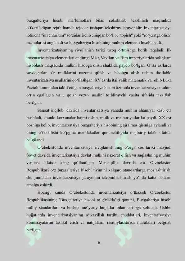 Mulk va majburiyatlar inventarizatsiyasi va tahlili 5