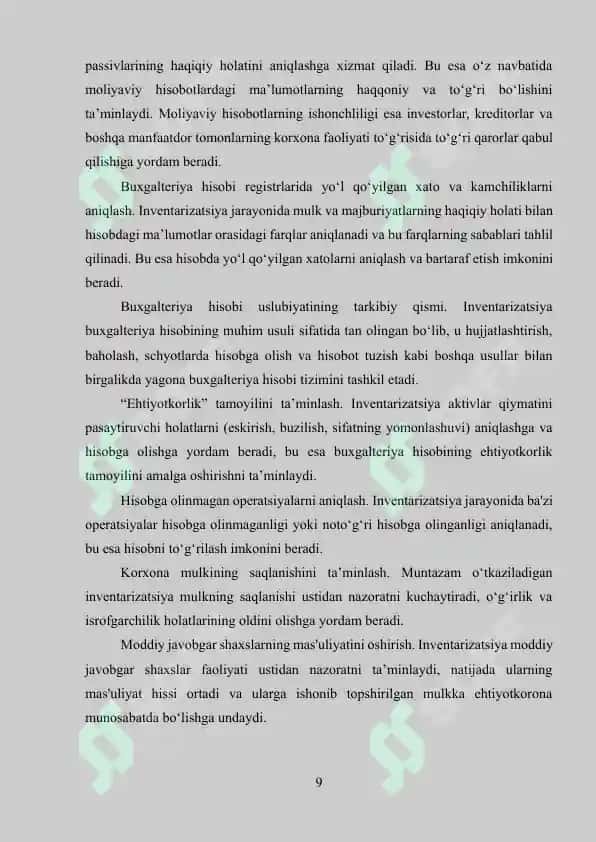 Mulk va majburiyatlar inventarizatsiyasi va tahlili 8