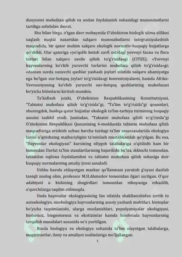 Hayvonlar Ekologiyasi 5