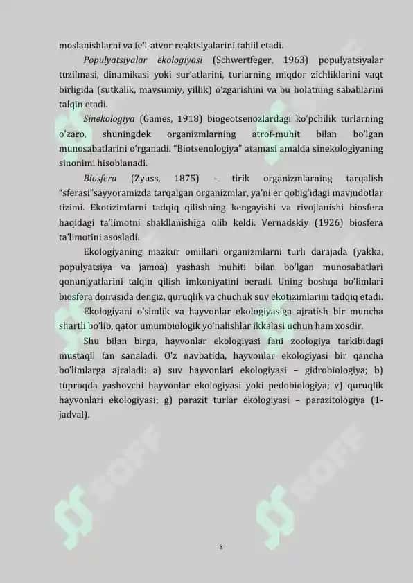Hayvonlar Ekologiyasi 8