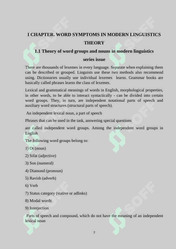 Taking into account the lexical and grammatical meaning in the translation of nouns in English 7