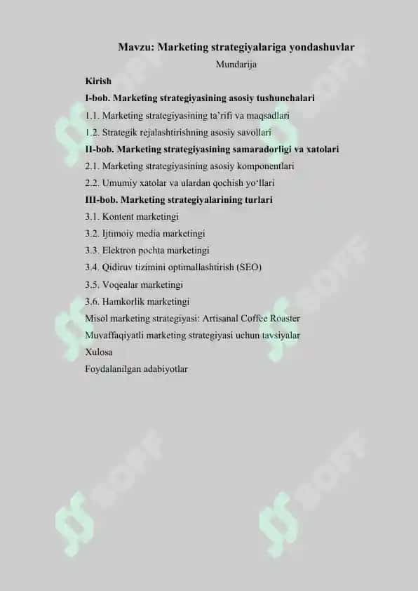 Marketing strategiyalariga yondashuvlar 2