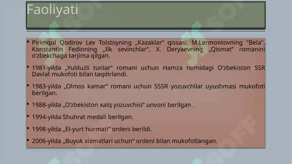 Pirimqul  Qodirov va  Oʻtkir Hoshimov hayoti va ijodi 4
