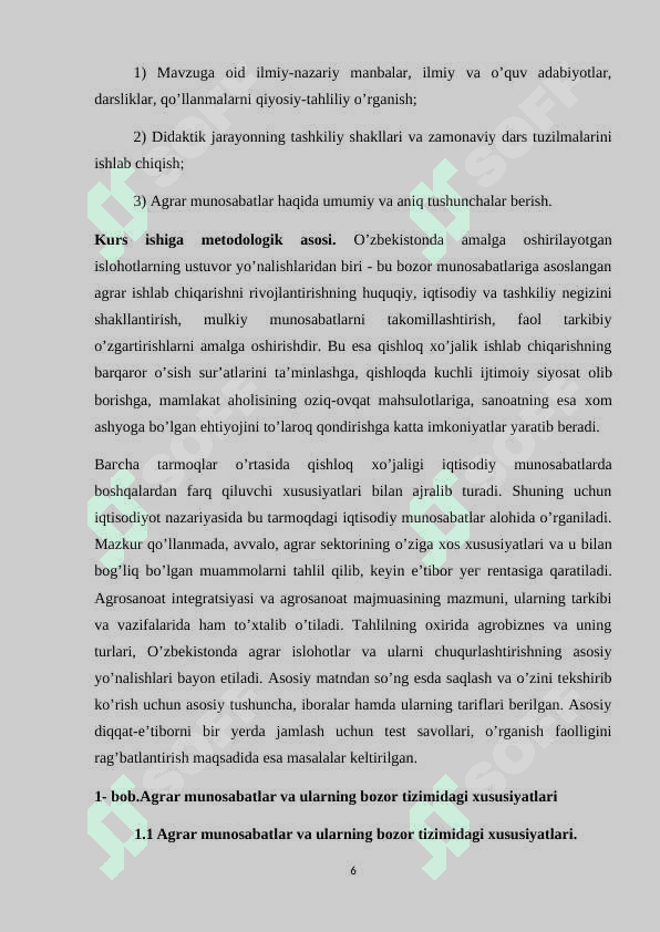 Agrar munosabatlar va uning Oʻzbekiston iqtisodiyotidagi oʻrni 6