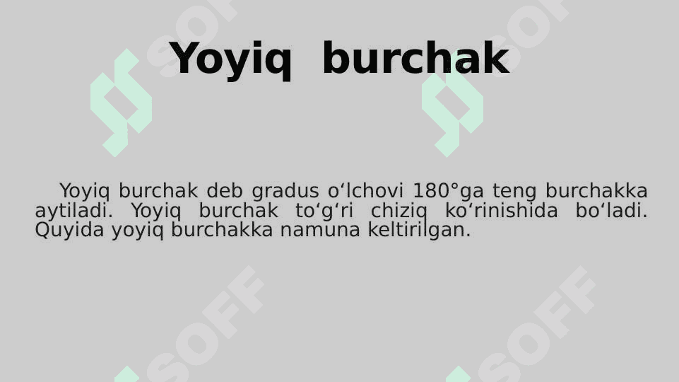 Boshlang'ich sinflarga burchaklar va ularning turlari haqida tasovvurni shakllantirish 6