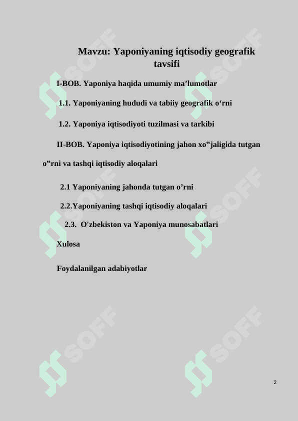 Yaponiyaning iqtisodiy geografik tavsifi 2