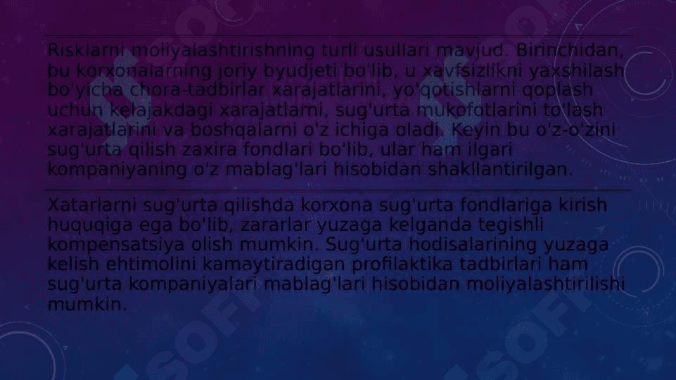 Risklarni moliyalashtirish manbalarining tasnifi 3