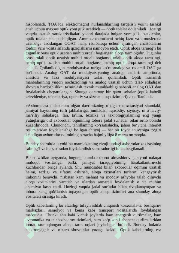 Optik aloqa tizimlarida qo’llaniladigan optik tolalarning standartlari. 3