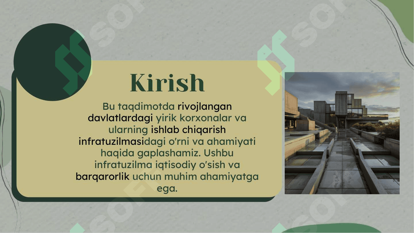 Rivojlangan davlatlardagi yirik korxonalar: ishlab chiqarish. 2
