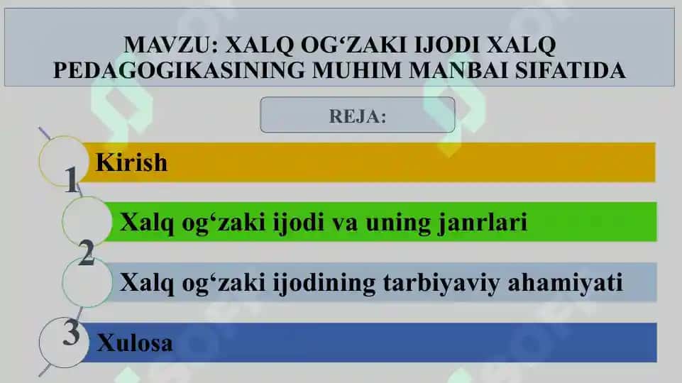 Xalq oʻgʻizaki ijodi xalq pedagogikasining muhim manbai sifatida 2