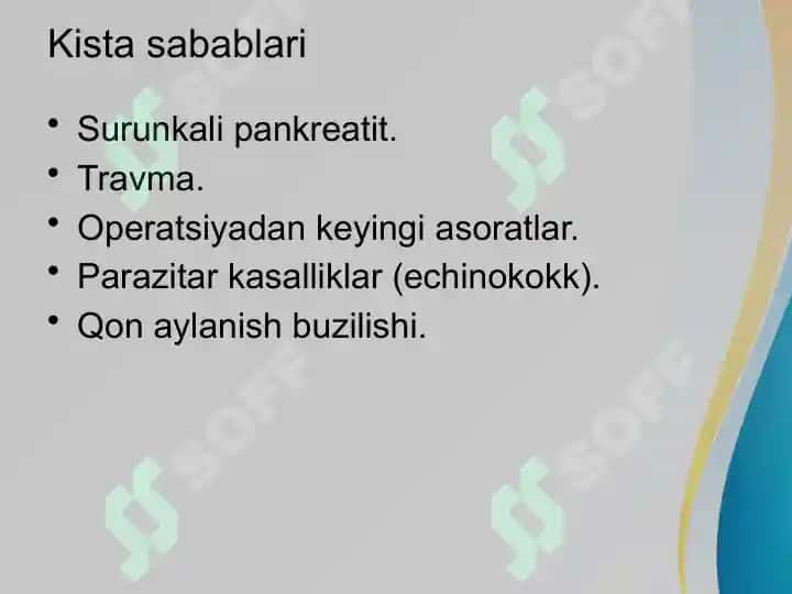 Me’da osti bezi  kistalari va o‘smalari 5