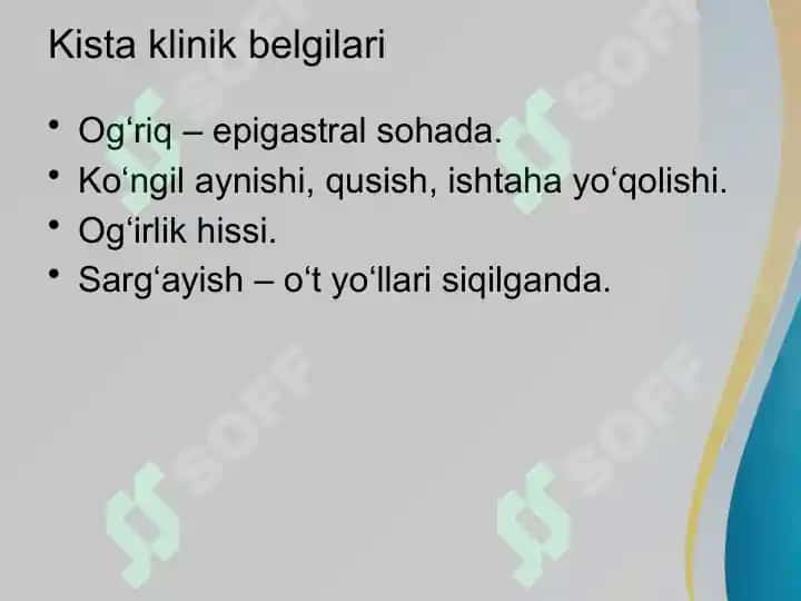 Me’da osti bezi  kistalari va o‘smalari 6