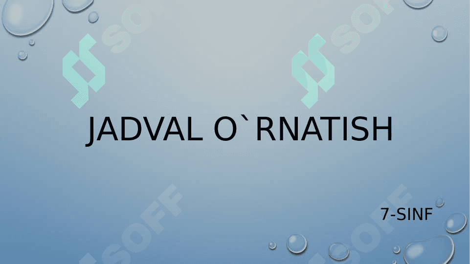 Jadval o'rnatish 2