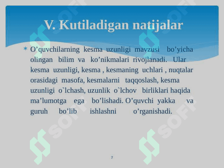 5-sinf matematika.Sodda geometrik shakllar dars ishlanma 7