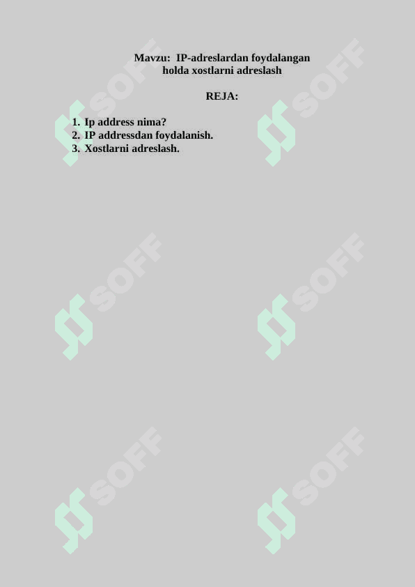 IP-adreslardan foydalangan  holda xostlarni adreslash 2