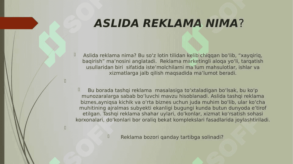 REKLAMA VA UNING IJOBIY VA SALBIY JIHATLARI TAQDIMOT 4