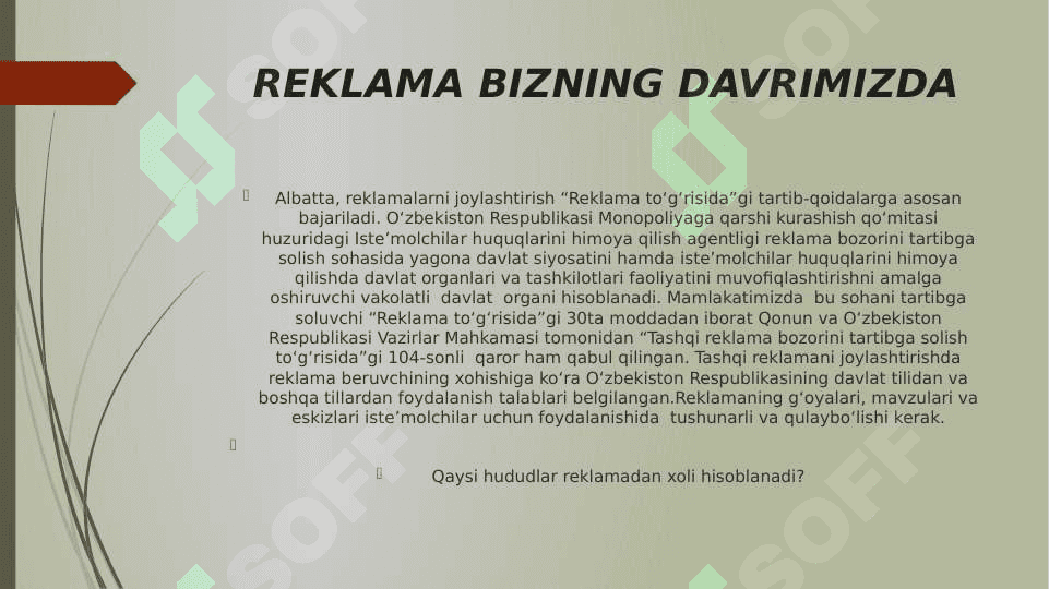 REKLAMA VA UNING IJOBIY VA SALBIY JIHATLARI TAQDIMOT 6