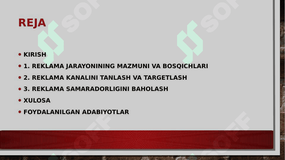 Reklama jarayonini tashkil etish. 2