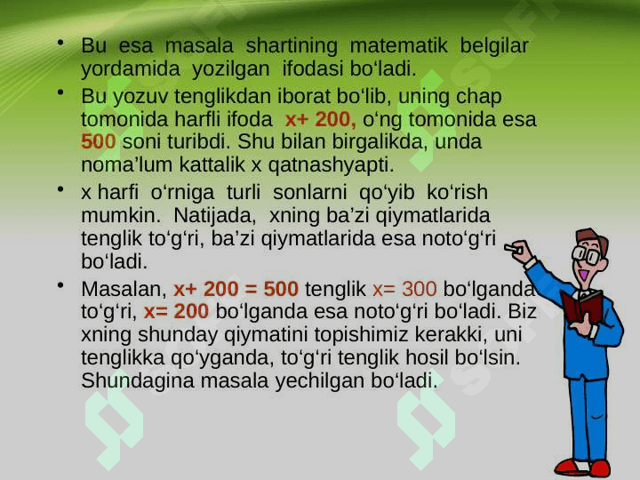 5-sinf matematika Tenglamalar dars ishlanma 6