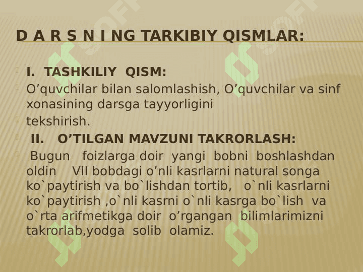 5-sinf matematika .Foizlar dars ishlanma 3