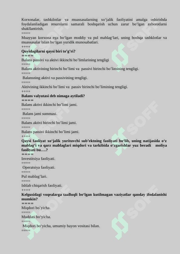 Moliyaviy hisobotning Xalqaro standartlari fanidan test savollari va javoblari. 3