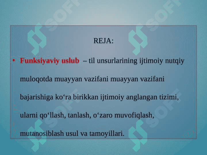 FUNKSIYAVIY USLUBNING NUTQIY KO‘RINISHI 2