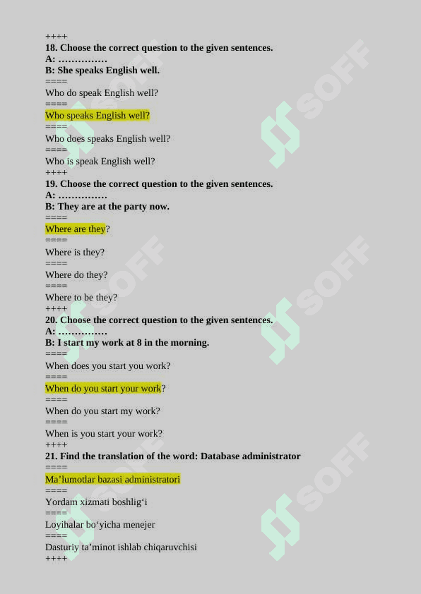 English 1 kurs test 5