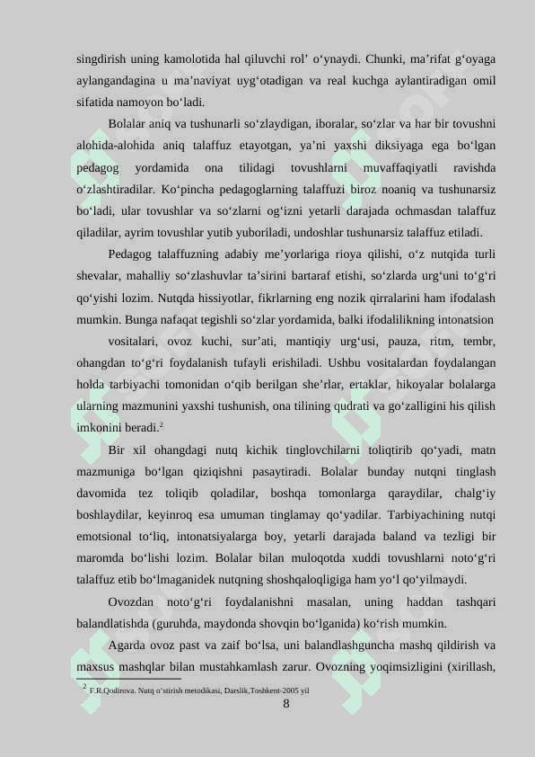 Tarbiyachi nutqining ta’sirchanligi va ifodaliligi 8
