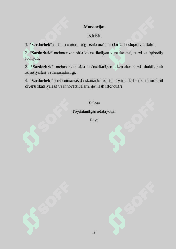 “Sardorbek” mehmonxonasi to’g’risida ma’lumotlar va boshqaruv tarkibi 3