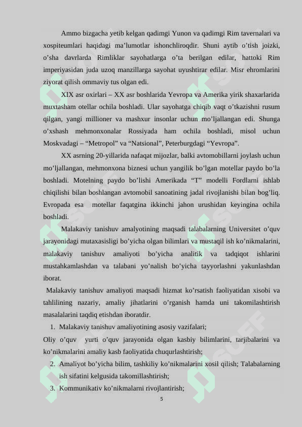 “Sardorbek” mehmonxonasi to’g’risida ma’lumotlar va boshqaruv tarkibi 5