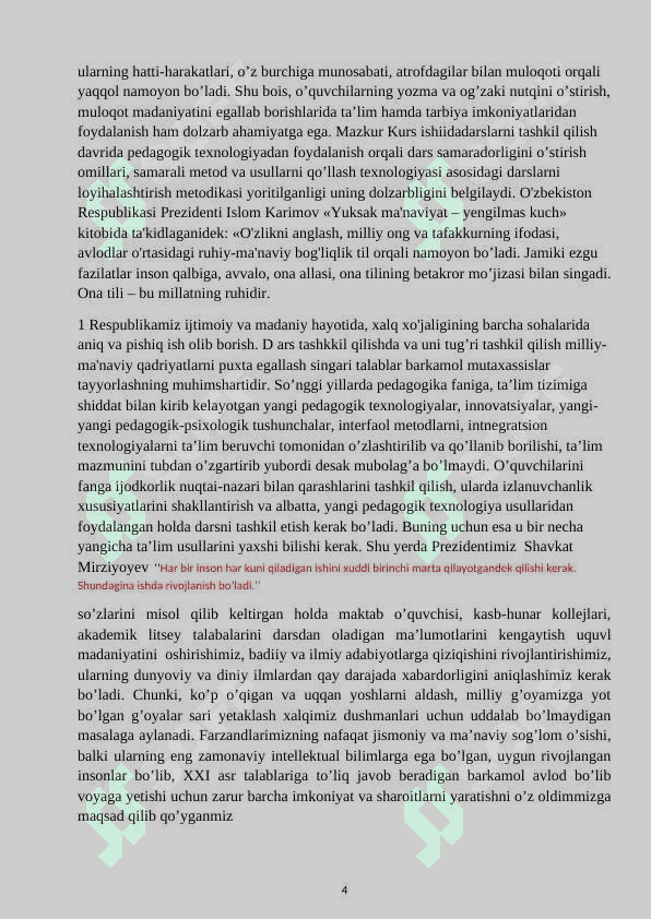 DARSDA KASBIY FAOLIYATNI TASHKIL QILISH 4