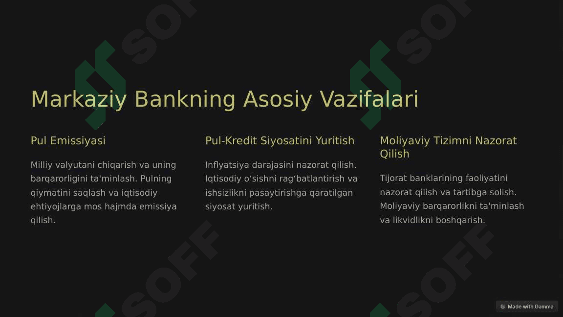 Markaziy Bank: Mamlakatning Pul-Kredit Instituti 3