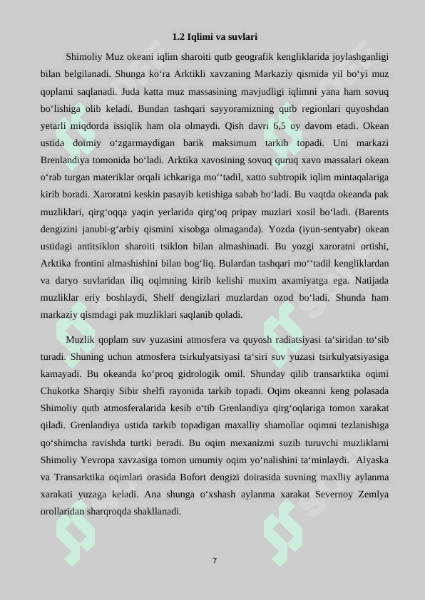 Dunyo okeanlarining cho`zilishi 7
