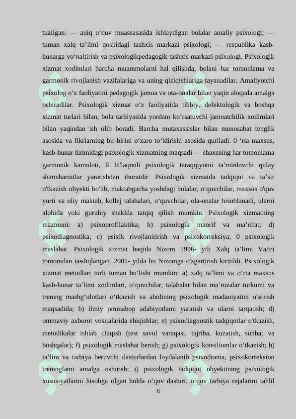 PSIXOLOGNING RIVOJLANTIRUVCHI VA KORREKSION ISHLARI 6