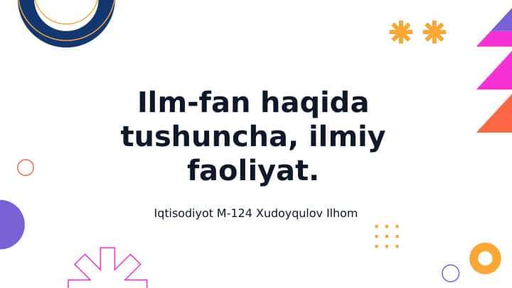 Ilm-fan va ilmiy faoliyat