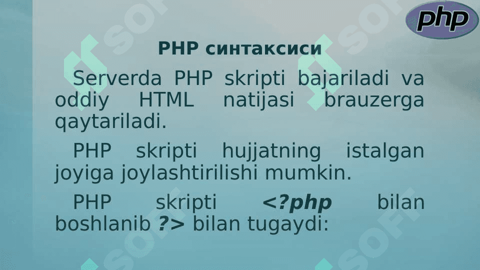 PHP га кириш. 6