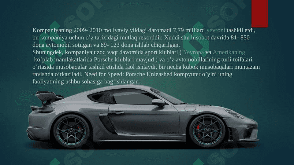 Brend menejmentida porche kompaniyasining tarixi va savdo 3