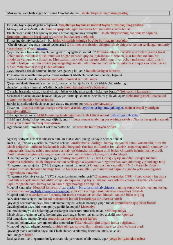 Mikroiqtisodiyot Test 2024 2