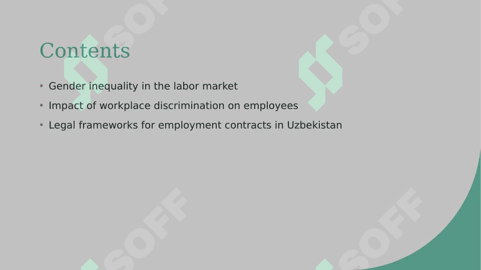 Work and business. Gender issues in work. Unemployment. Employment contracts. 2