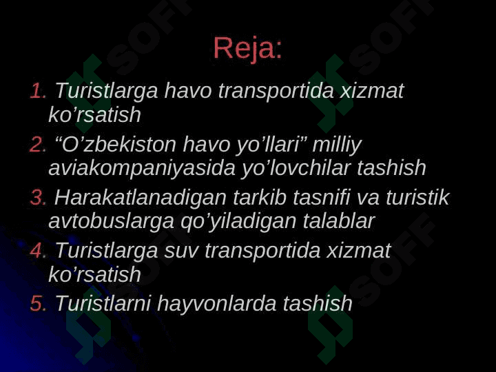 Turizmda transport xizmatlarini tashkil etish 2